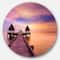 Designart - Walking Path to Abandoned Temple' Ultra Glossy Sea Bridge Metal Circle Wall Art